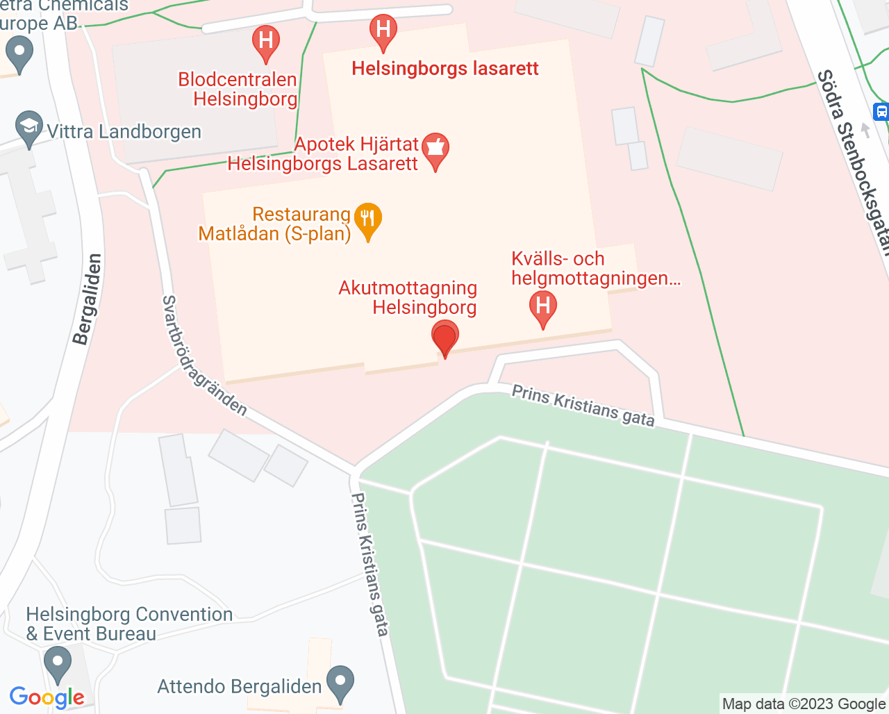Karta till Akutmottagning Helsingborg