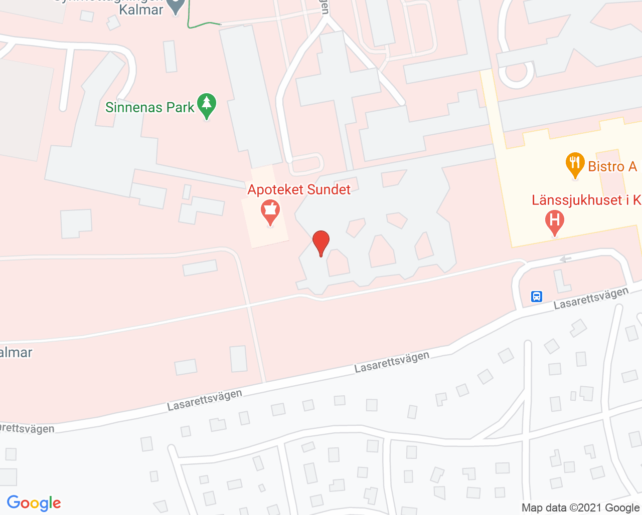 Karta till Mag-tarmmottagningen Kalmar