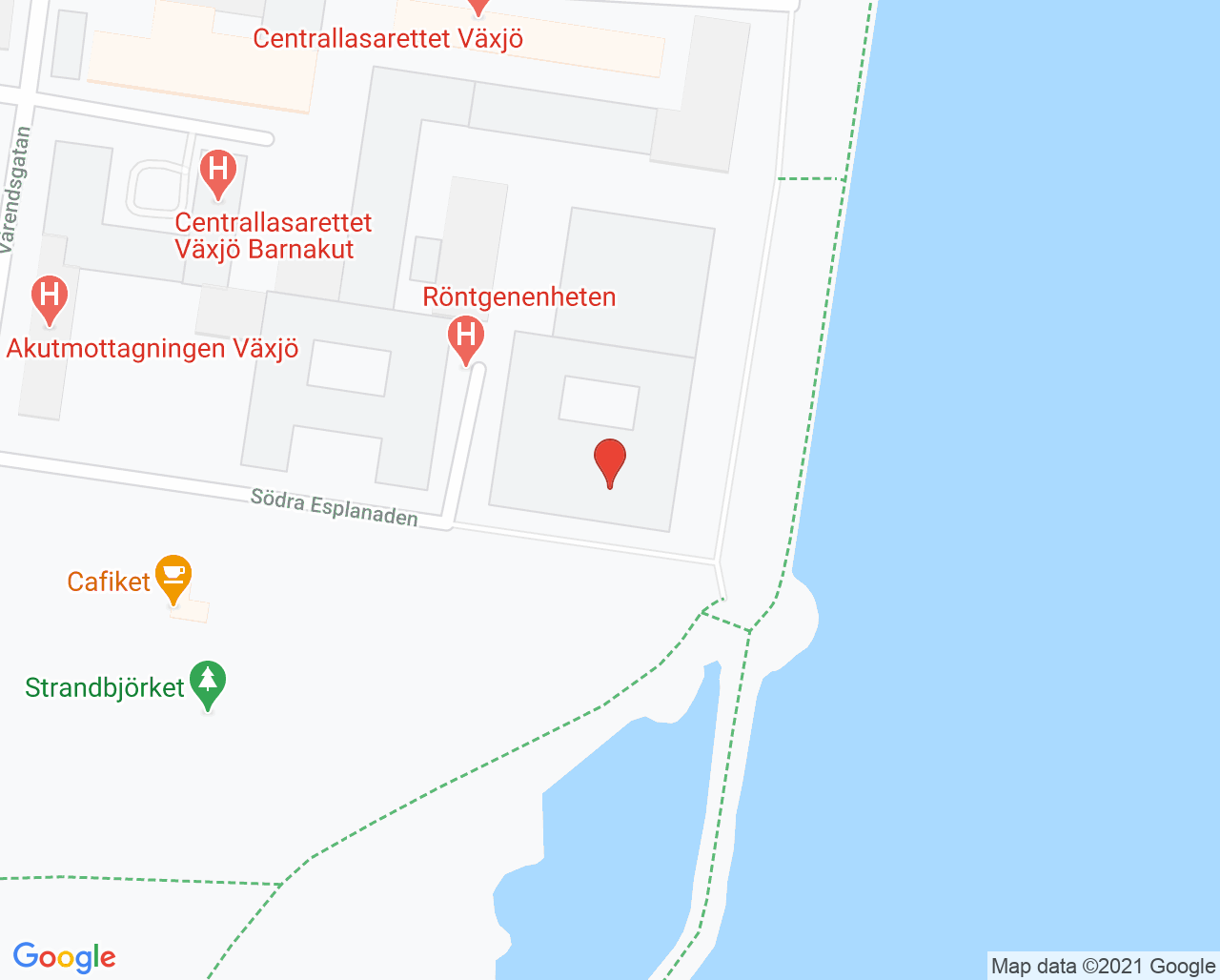 Karta till Käkkirurgi, Växjö