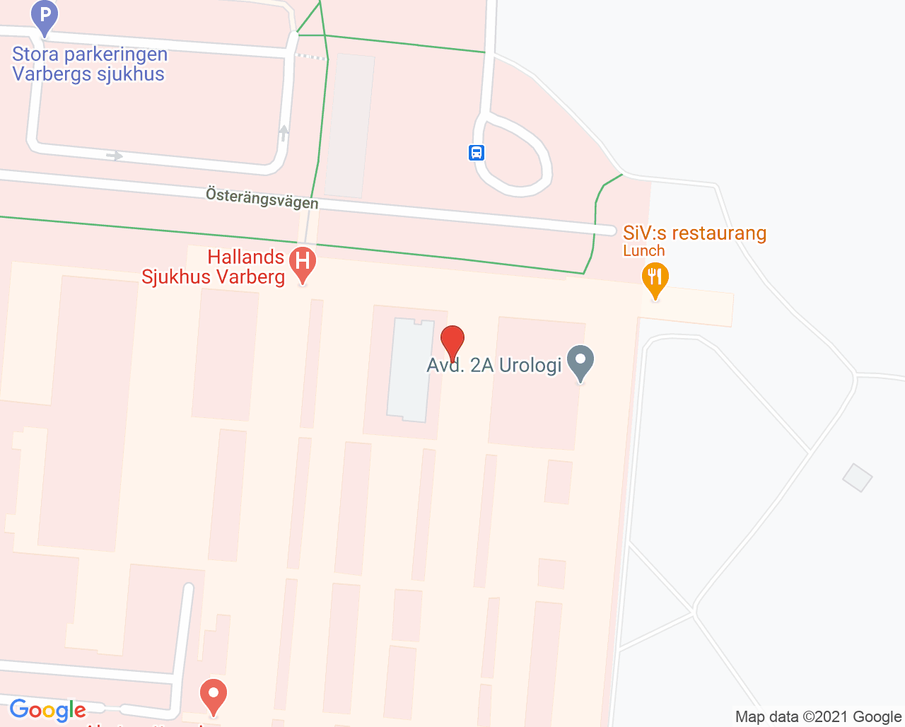 Karta till Mag- och tarmmottagningen Hallands sjukhus Varberg