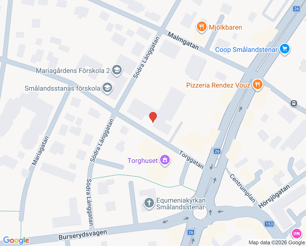 Karta till Kvinnohälsovården Smålandsstenar