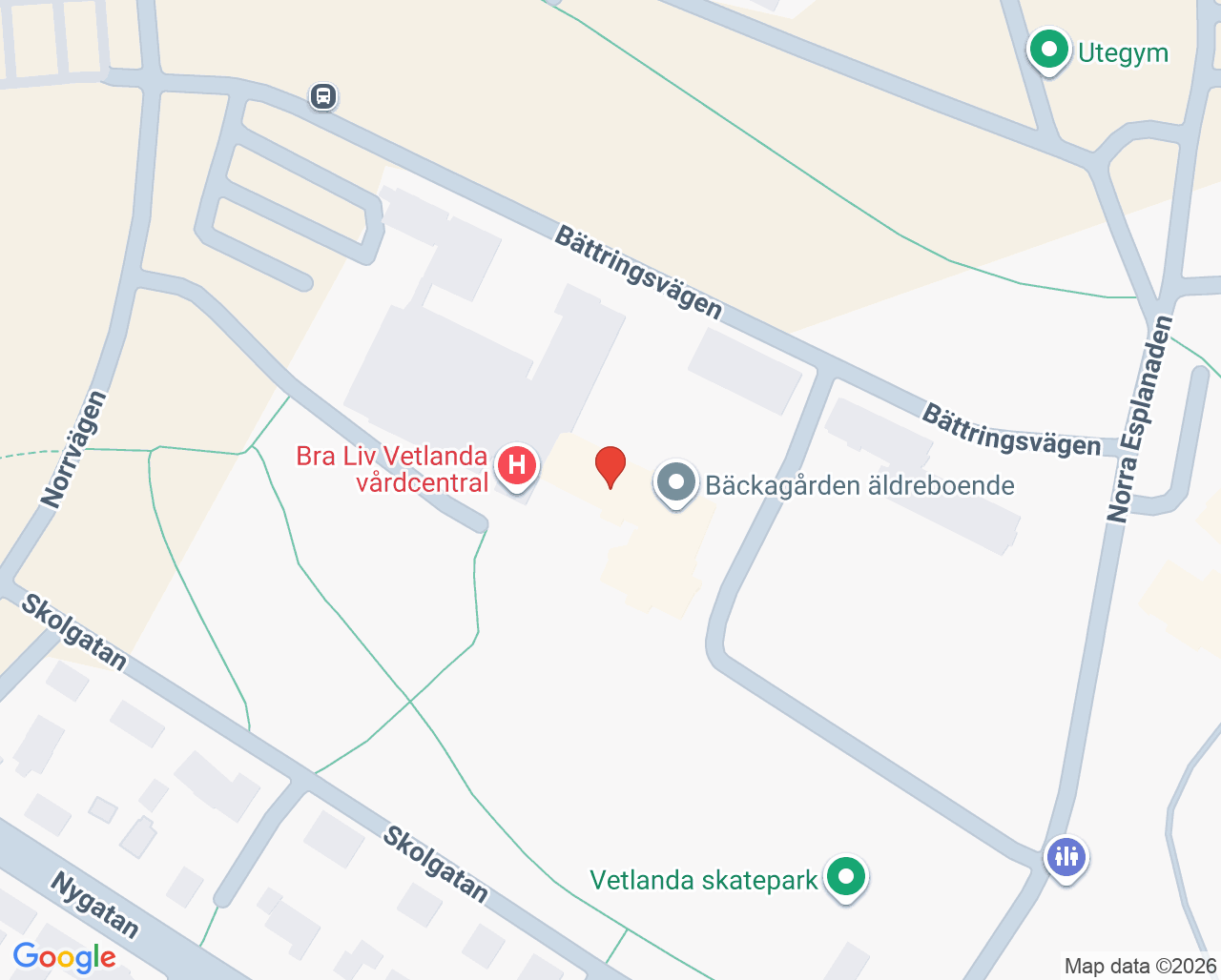 Karta till Röntgen Vetlanda
