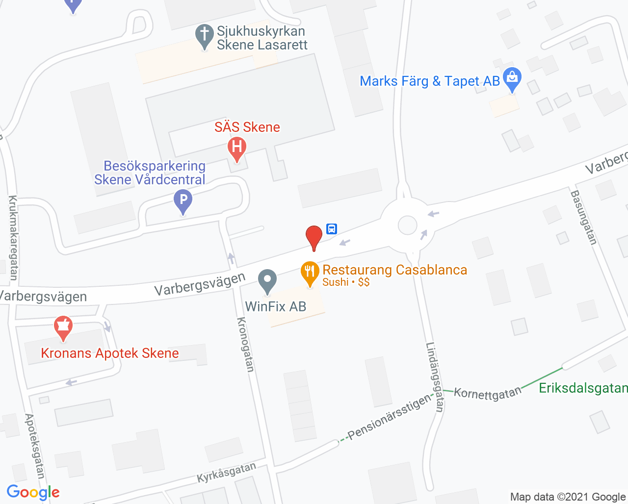 Karta till Södra Älvsborgs Sjukhus SÄS - Skene