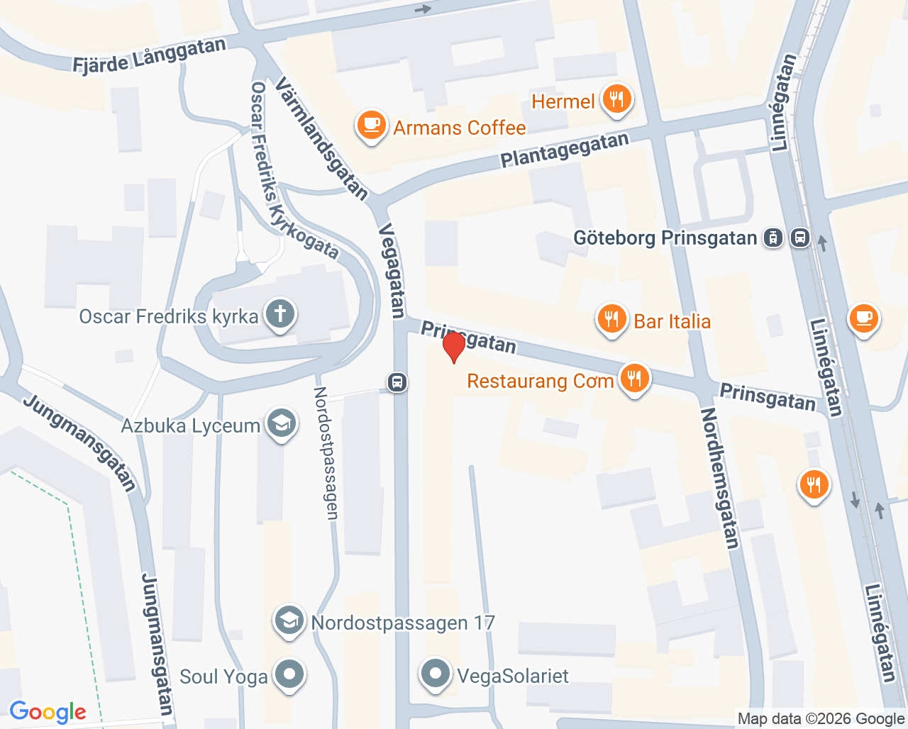 Karta till Specialisttandläkare Parissa Mokhtari-Team Tandvårdsgruppen, Göteborg