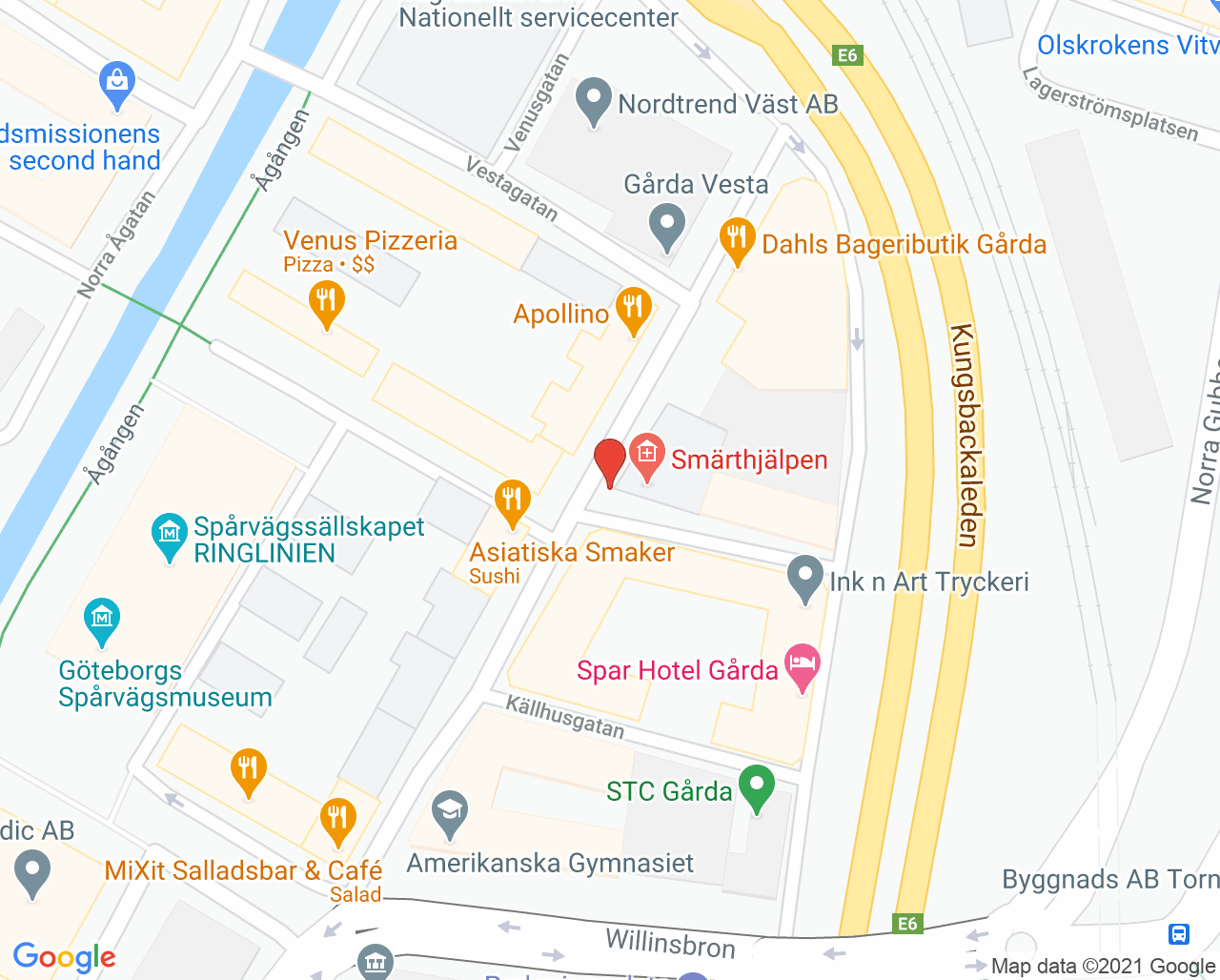 Karta till Capio Vårdcentral Gårda, Gårda