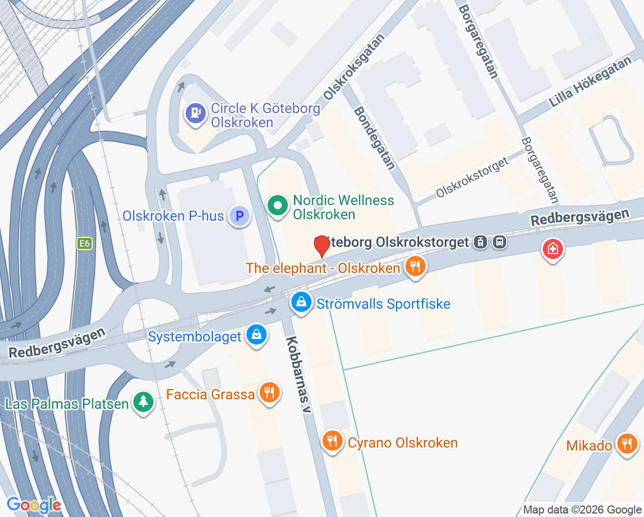 Karta till Närhälsan Olskroken rehabmottagning, Göteborg