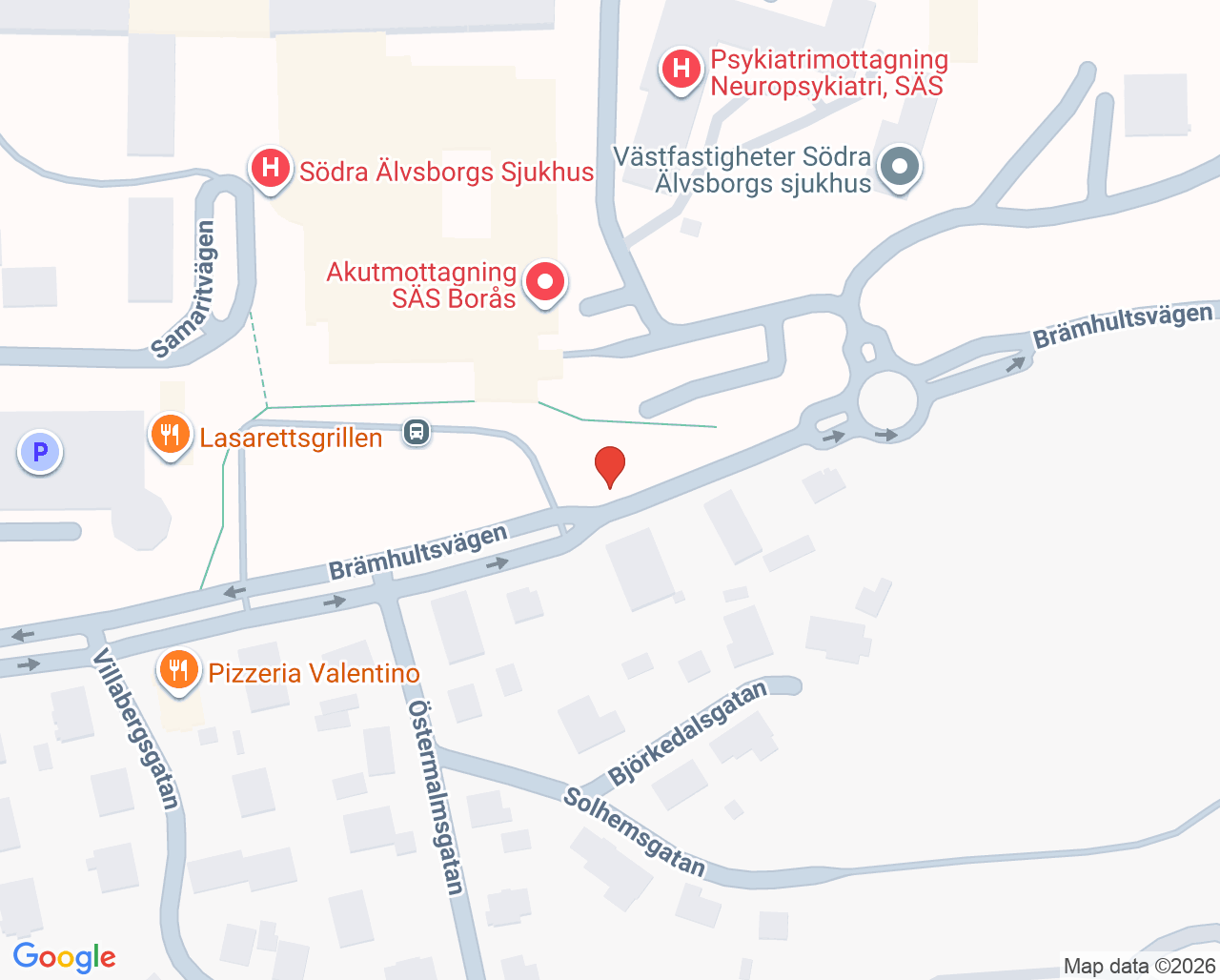 Karta till Mag- och tarmmottagning, Borås