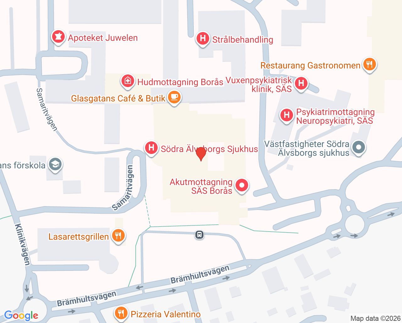 Karta till Radiologi Borås, Borås