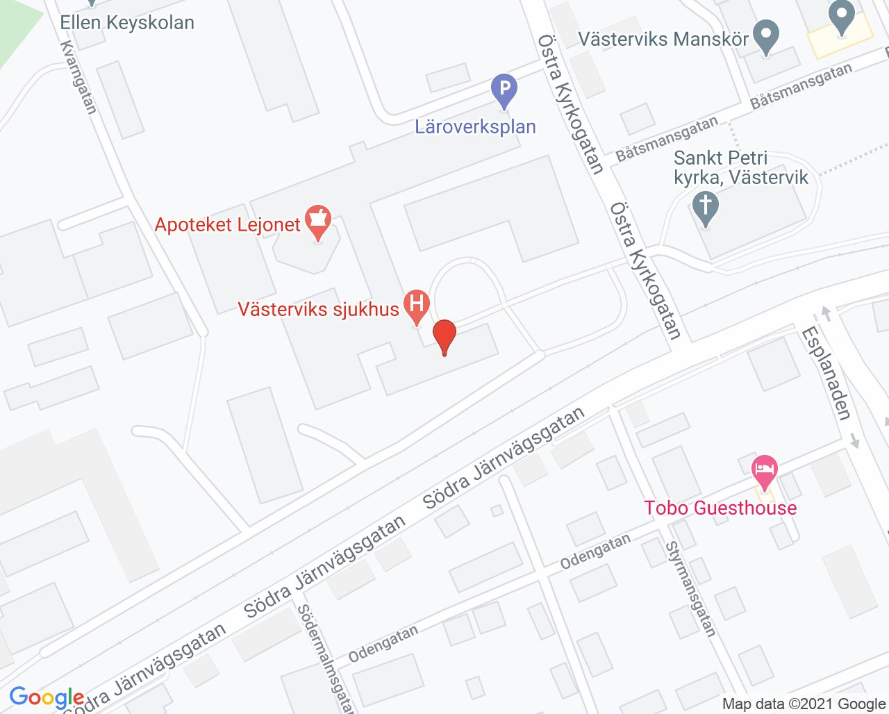 Karta till Ögonmottagningen Västervik