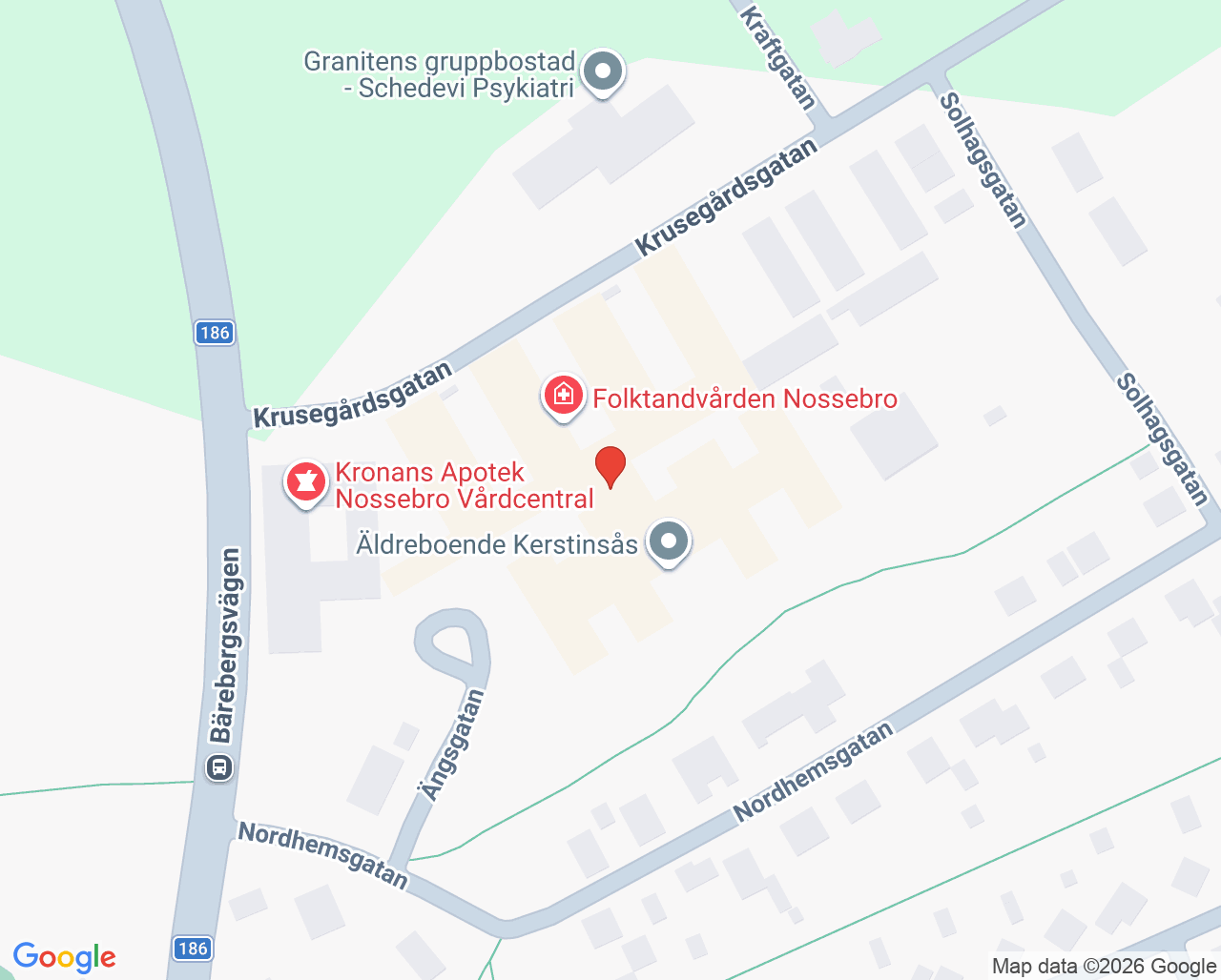 Karta till Nossebro ungdomsmottagning, Nossebro