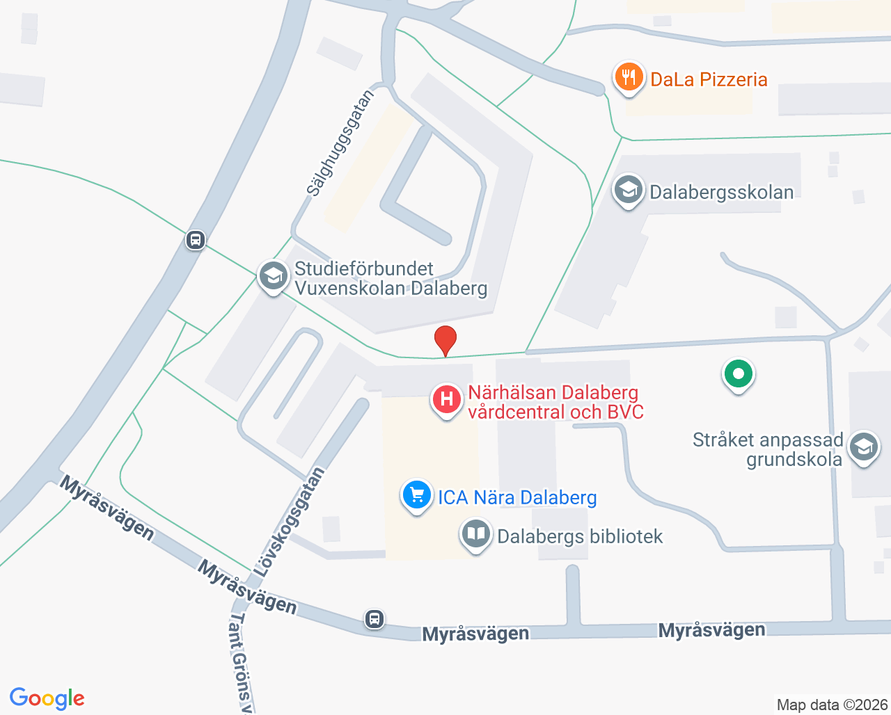 Karta till Närhälsan Dalaberg vårdcentral, Uddevalla