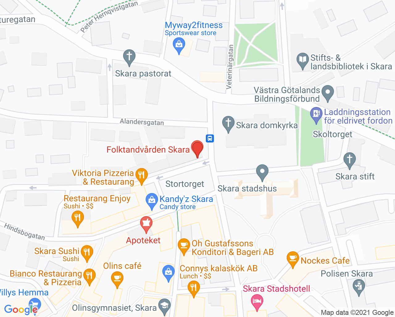 Karta till Folktandvården Skara, Skara