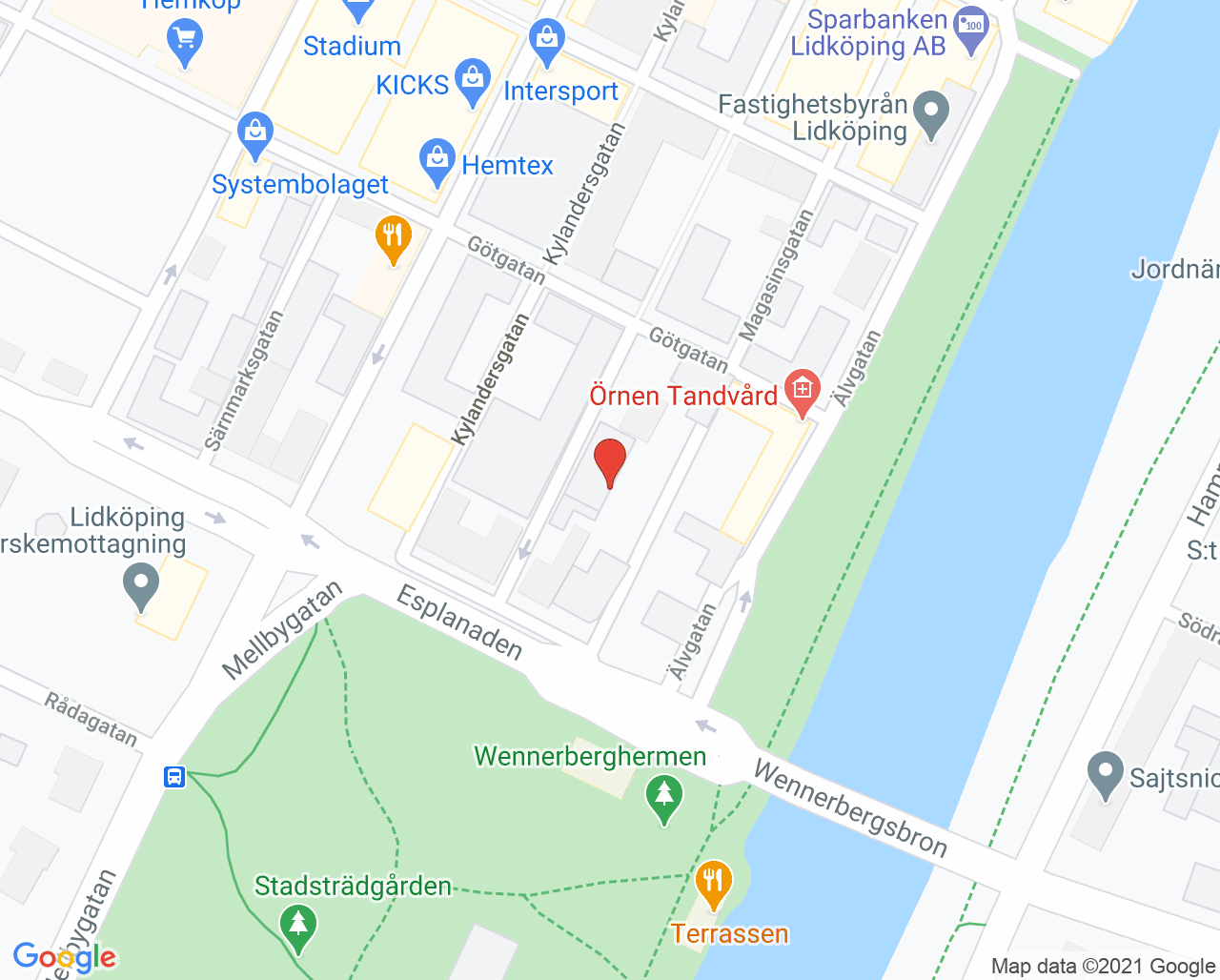 Karta till Folktandvården Magasinsgatan Lidköping, Lidköping
