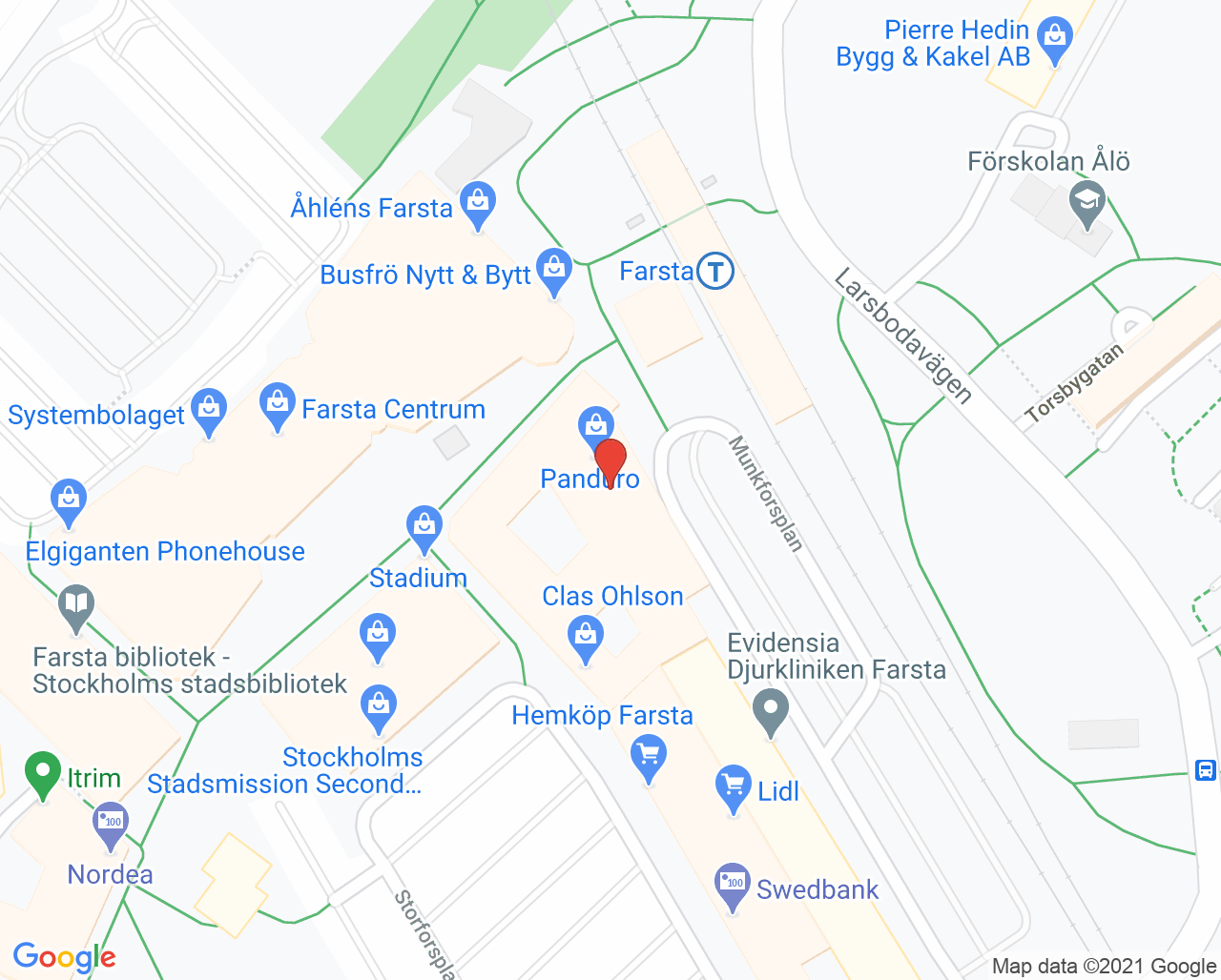 Karta till Folktandvården Farsta