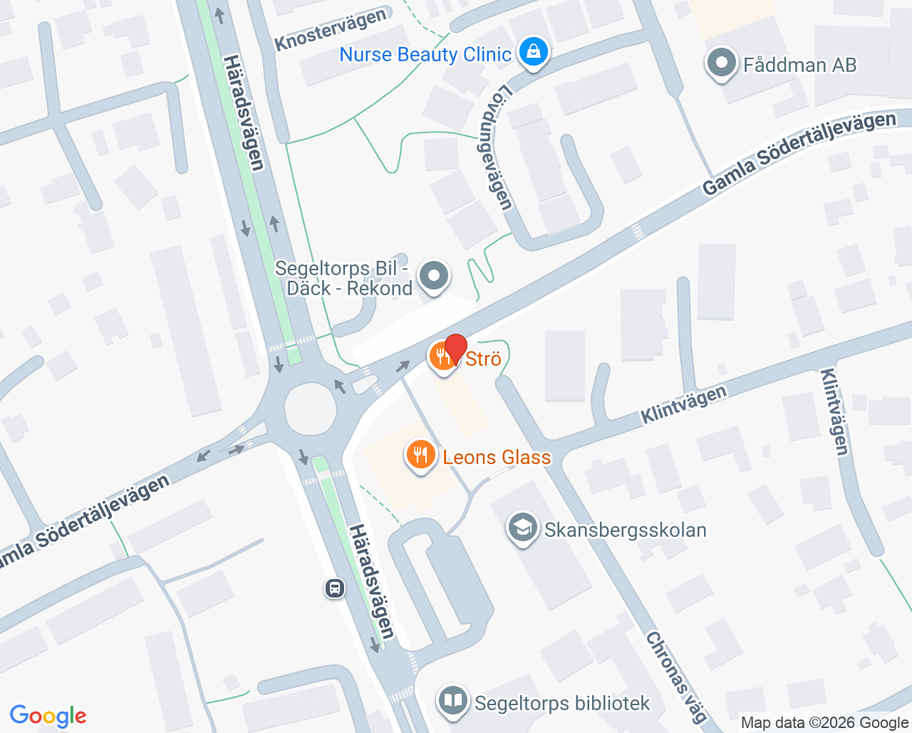 Karta till Bans Fotvård, Huddinge