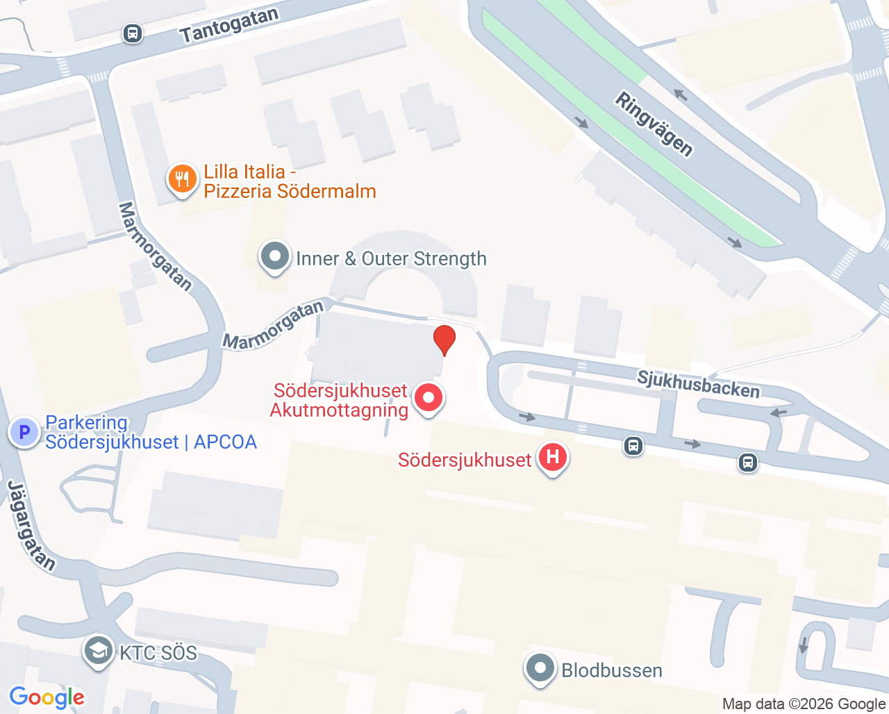 Karta till Dagvård Dialys Södersjukhuset, Karolinska Universitetssjukhuset