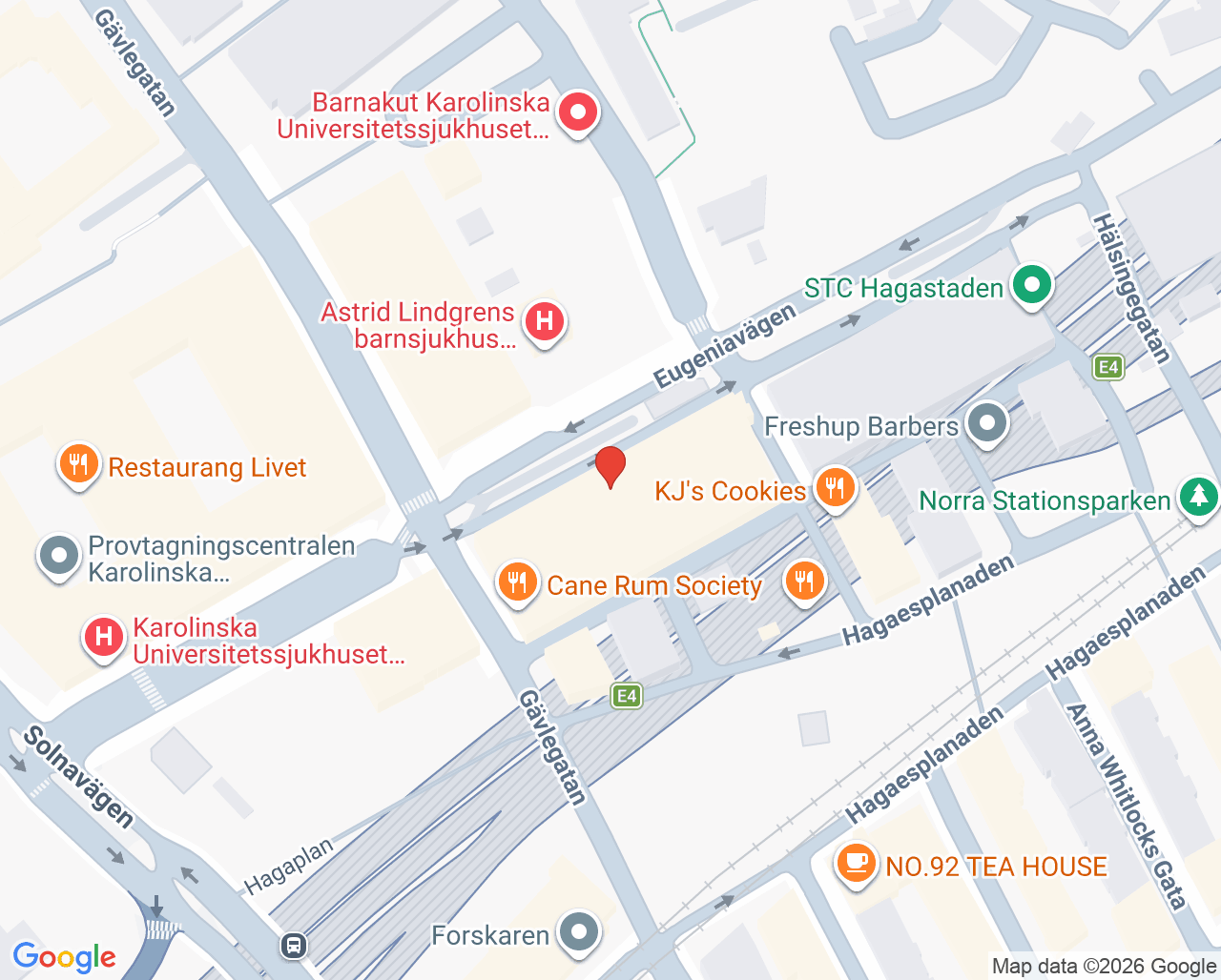 Karta till S:t Eriks Ögonsjukhus