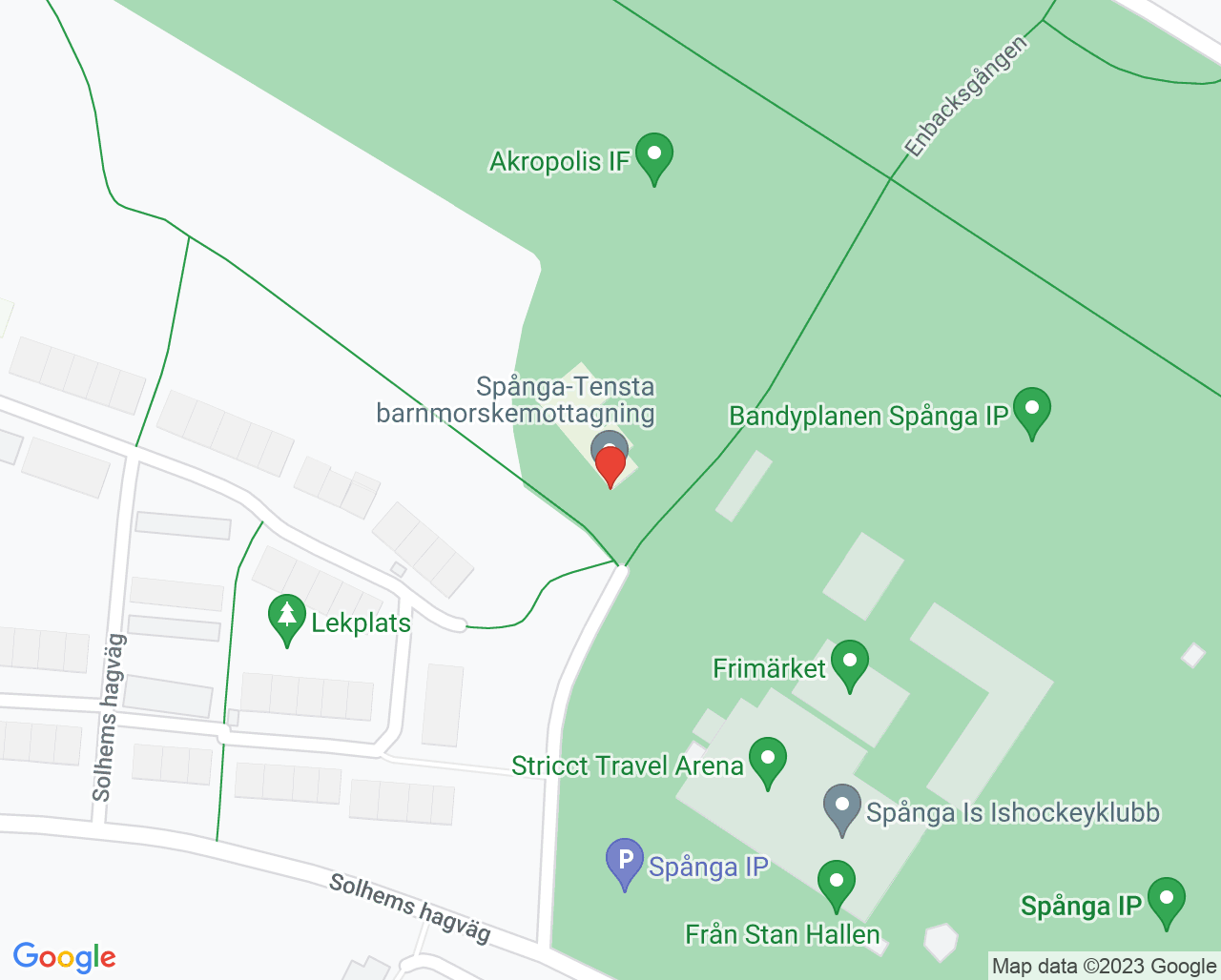 Karta till Spånga Tensta BVC
