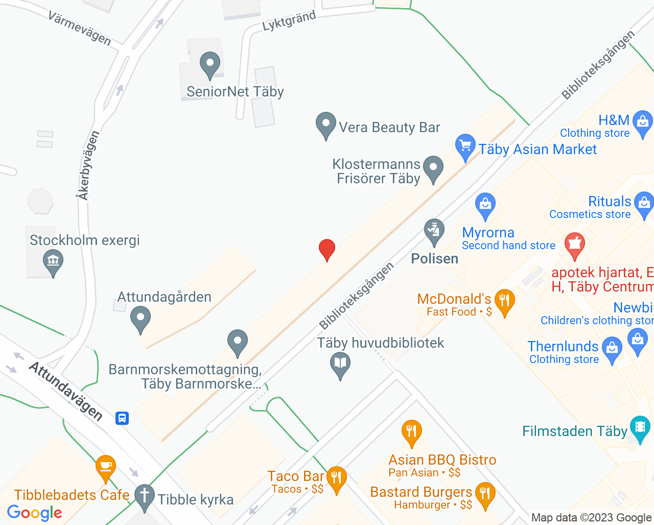 Karta till Vital Täby Sjukhus