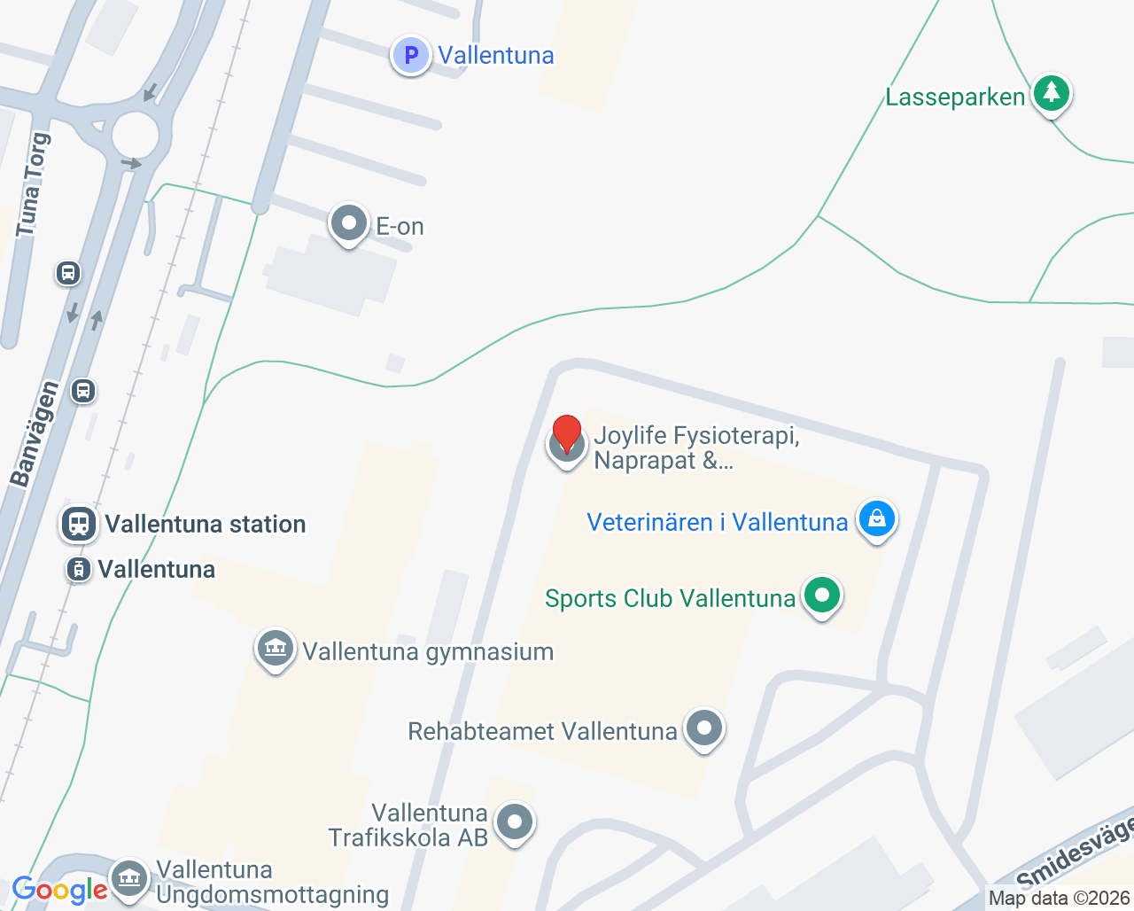 Karta till Joylife Vallentuna Rehab