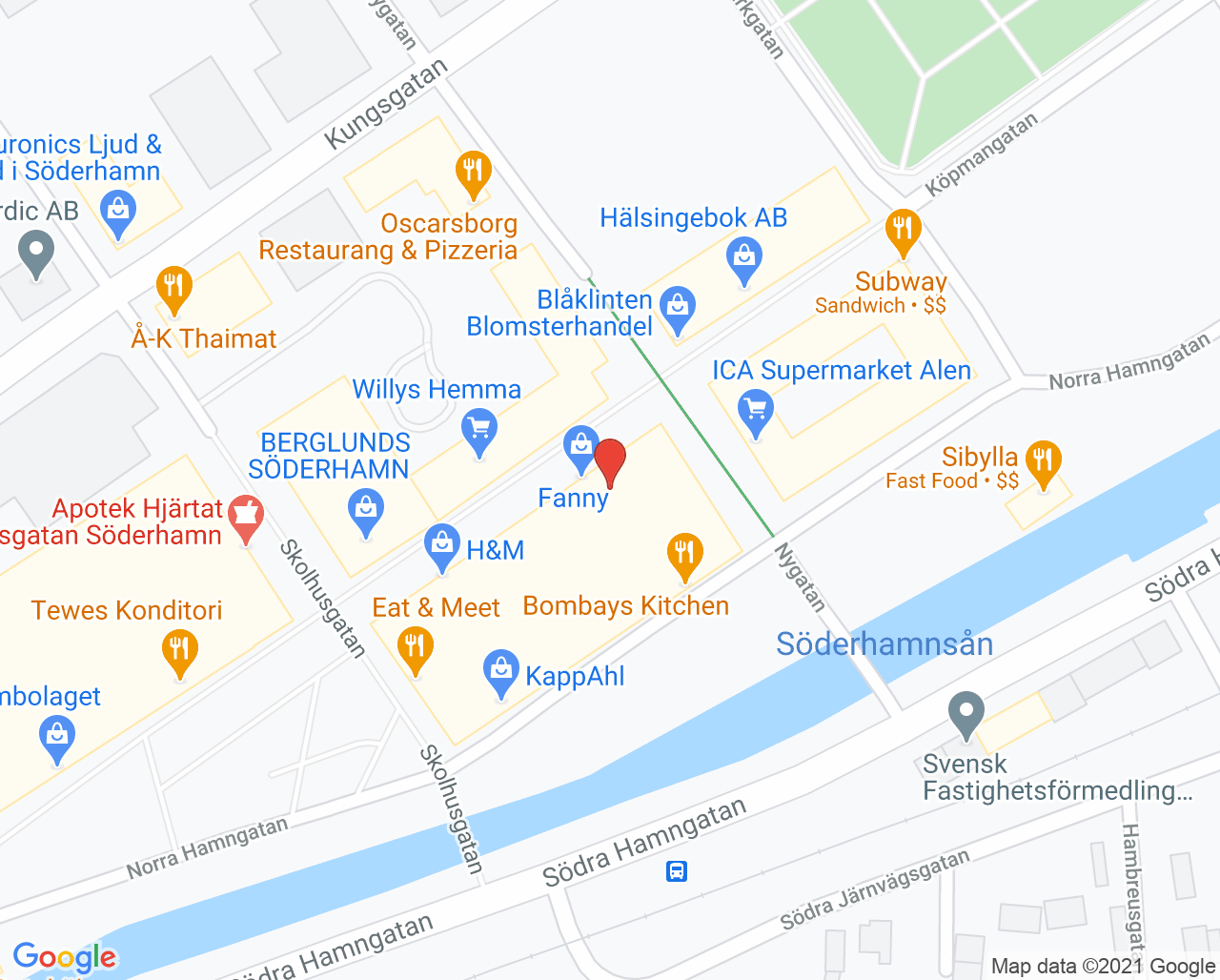 Karta till Glasögonhuset Synsam Söderhamn