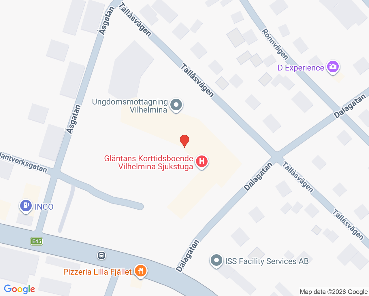 Karta till Psykiatri Vilhelmina