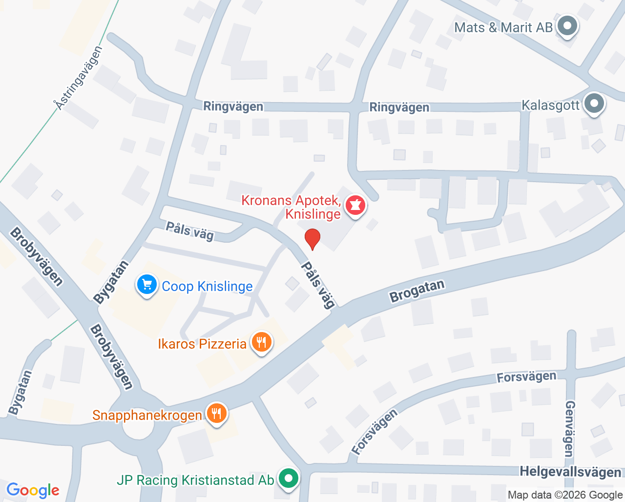 Karta till Vårdcentralen Knislinge