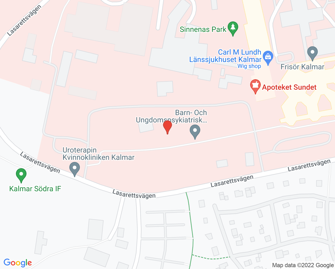 Karta till Psykiatrisk akutmottagning Kalmar