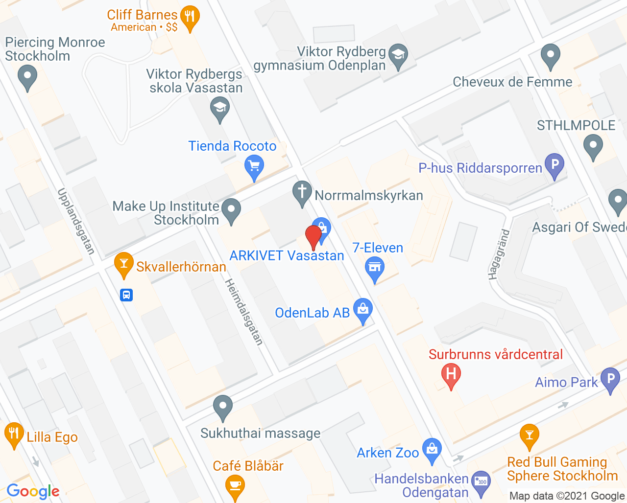 Karta till Medicalfysioterapi Norrmalm - Anders Berndtsson, Norrtullsgatan 33