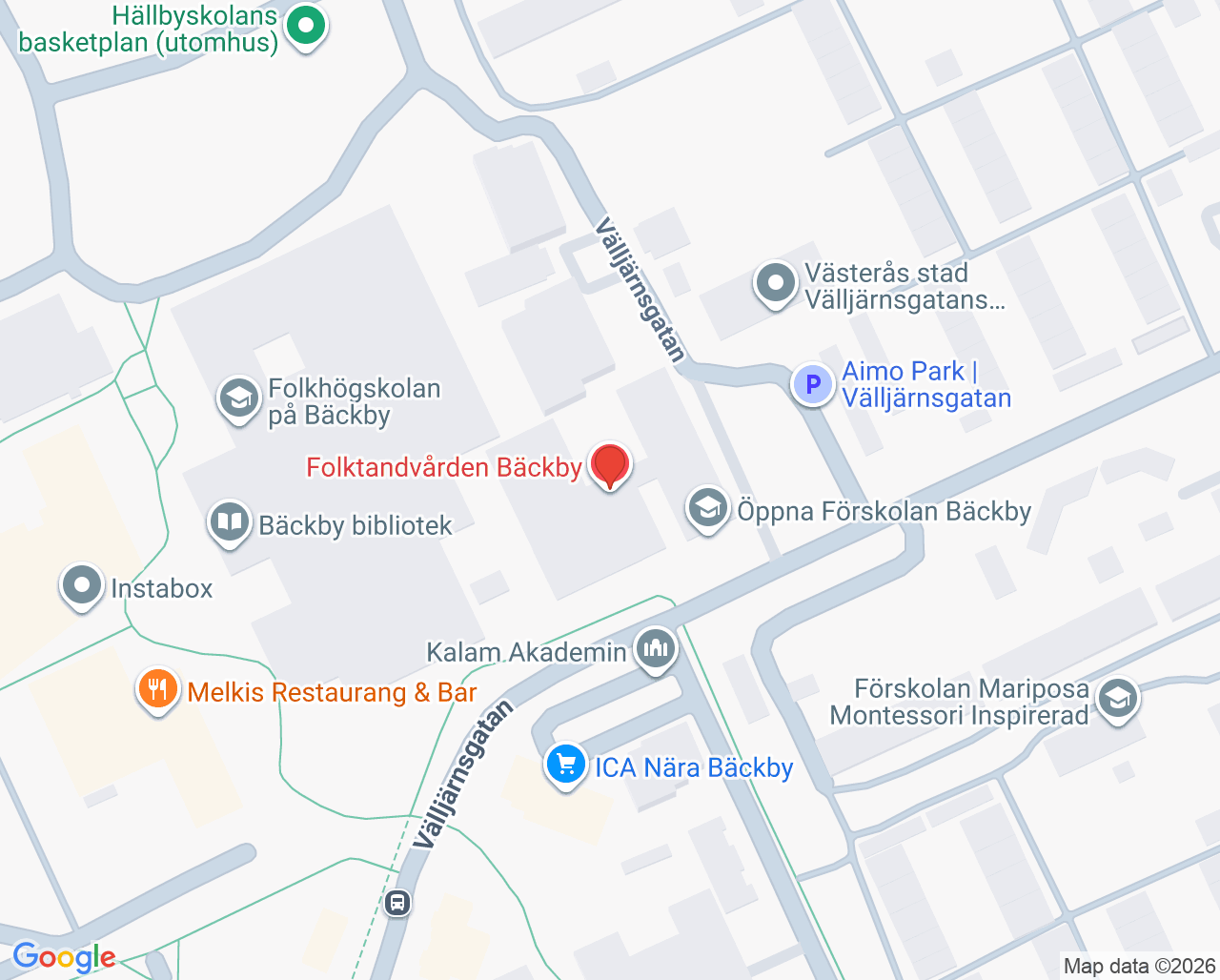 Karta till Bäckby-Råby Närvården, Västerås