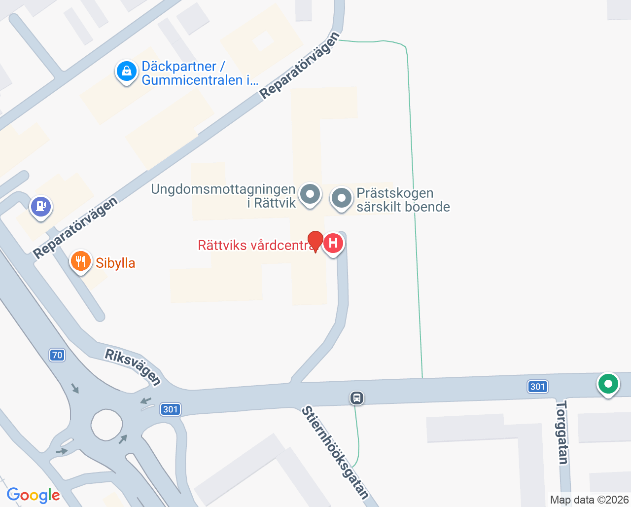 Karta till Psykiatrimottagning Rättvik