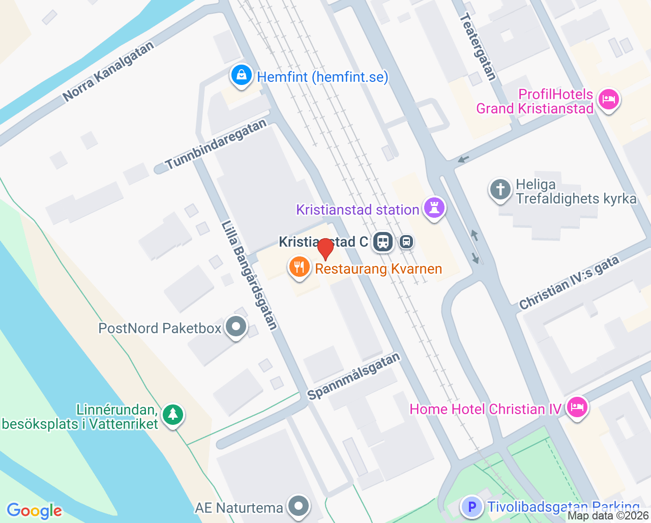 Karta till Psykoterapimott Familjeterapeuterna Syd filial Kristianstad