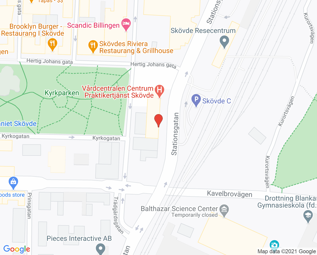 Karta till Allergicentrum Praktikertjänst, Skövde