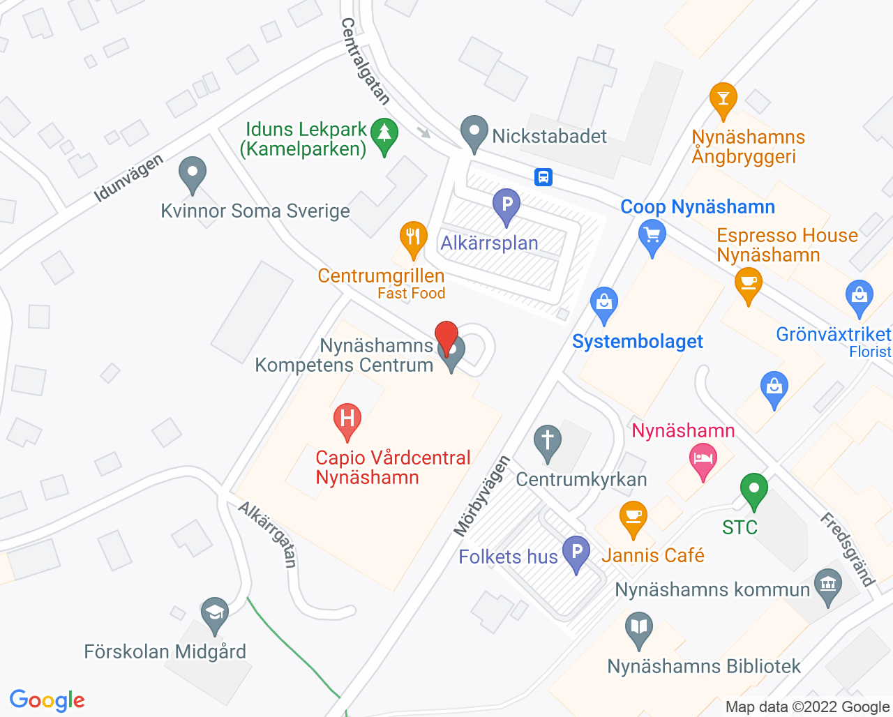 Karta till BePrep Vaccinationsmottagning Nynäshamn