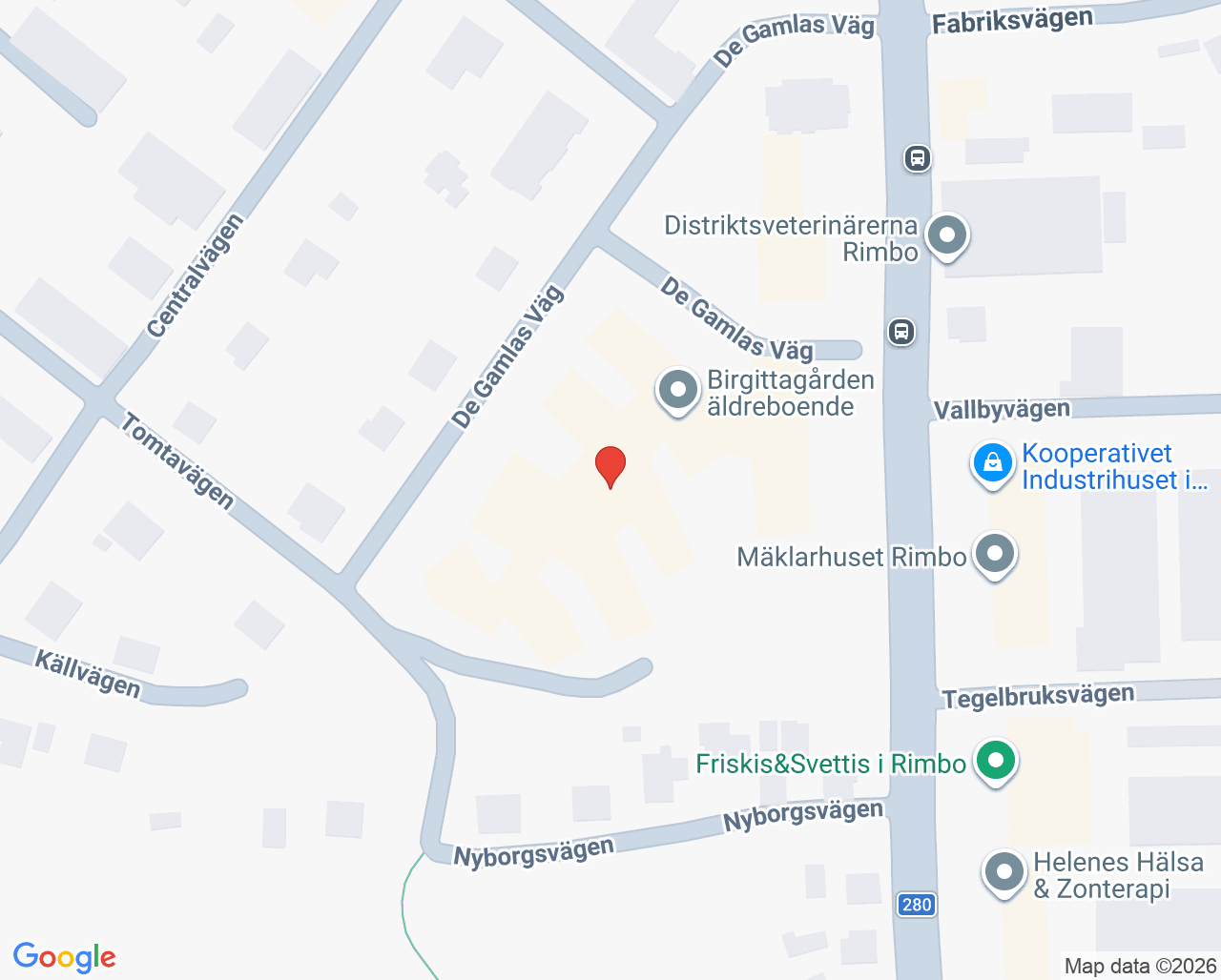 Karta till Birgittagårdens äldreboende