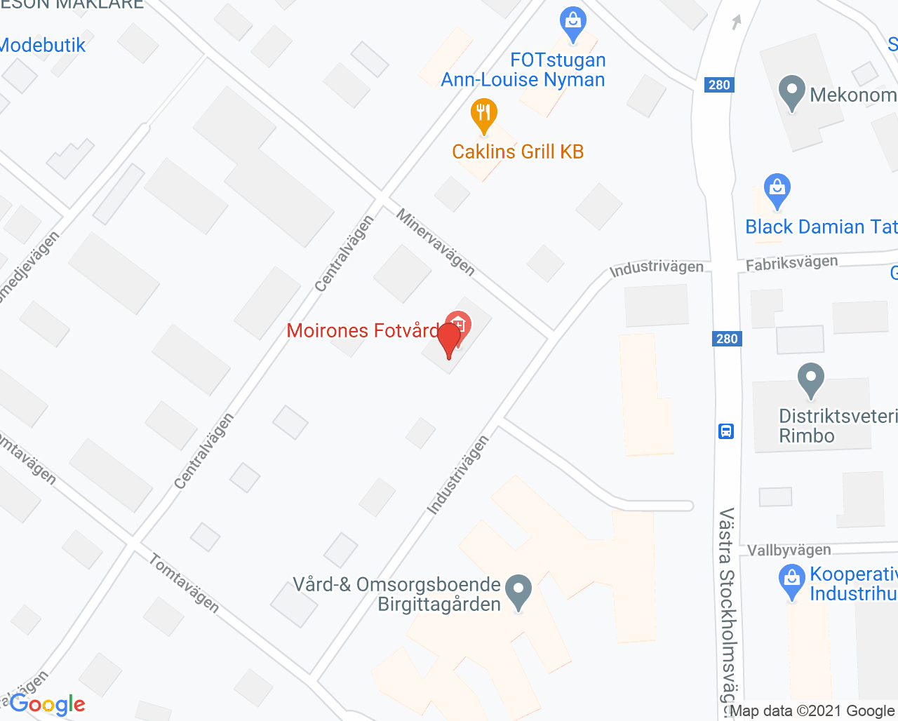 Karta till Moirones Fotvård