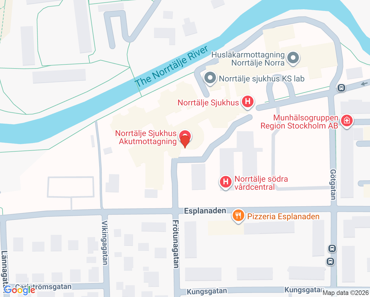 Karta till Närakut, Norrtälje sjukhus Tiohundra