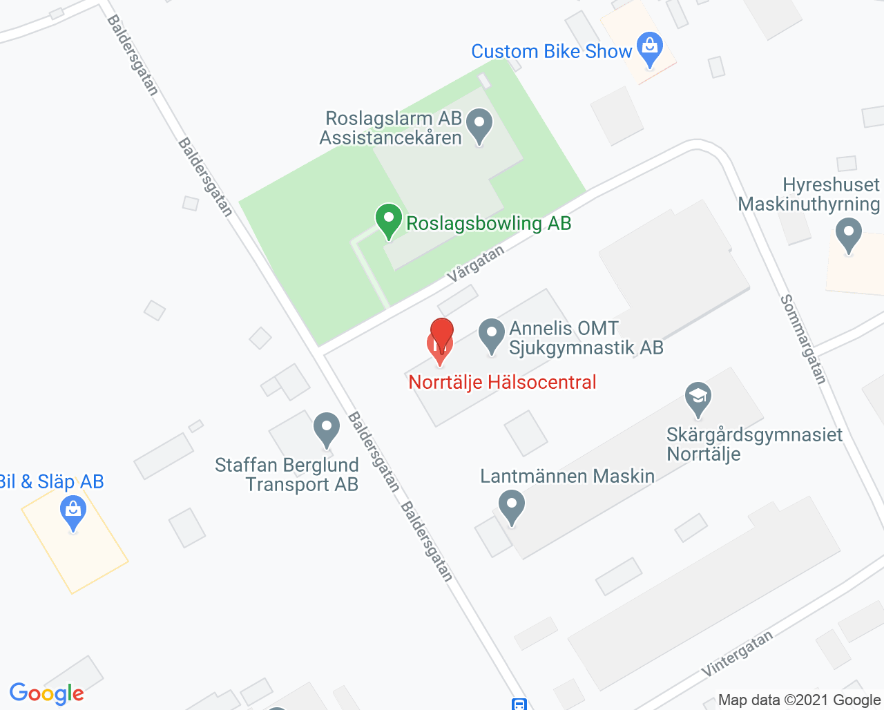 Karta till Norrtälje Rehab - Pia Lundin Fysioterapi