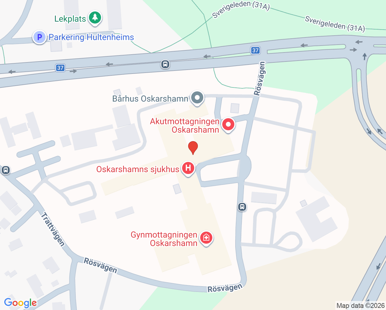 Karta till Radiologiska kliniken Oskarshamn