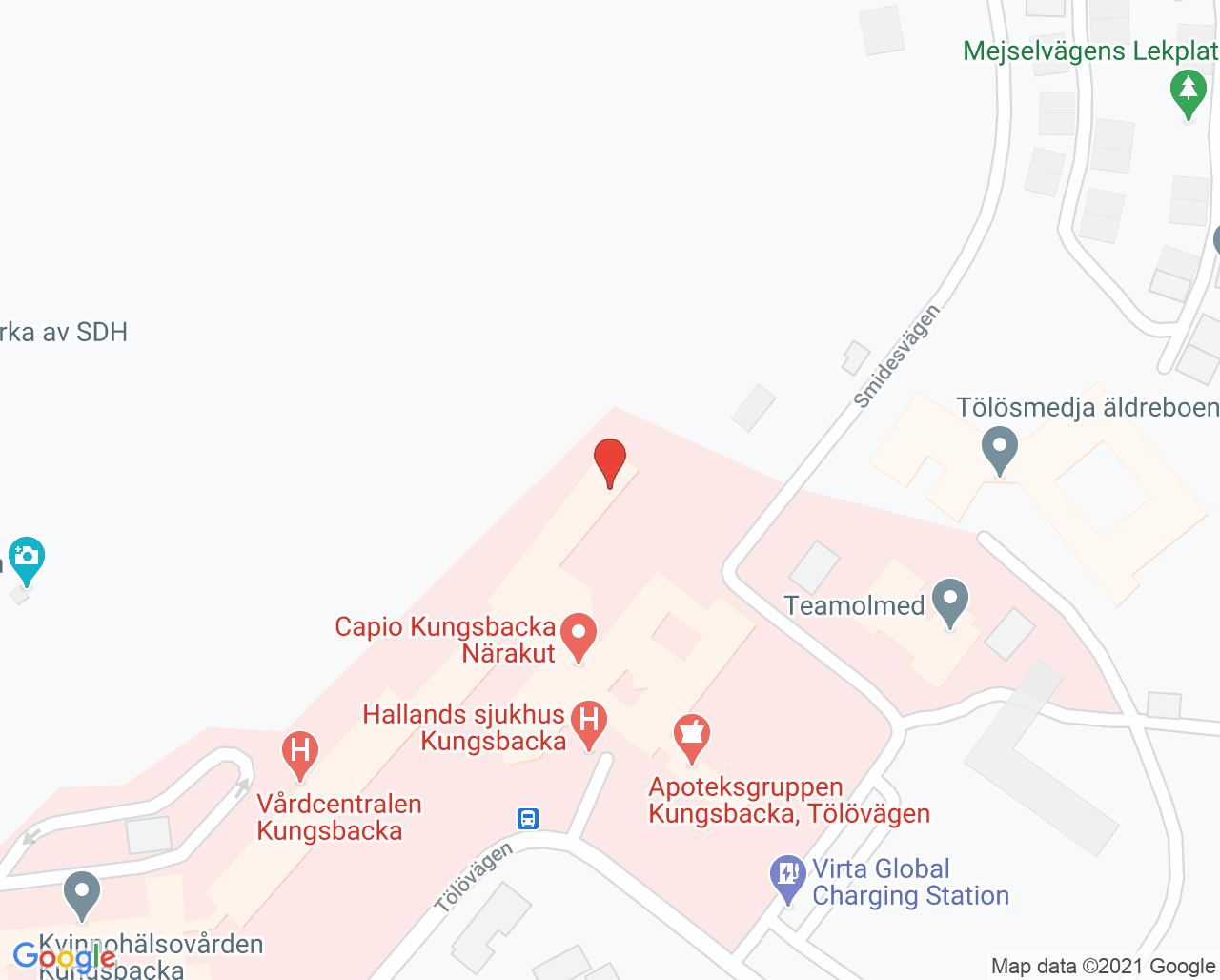 Karta till Röntgenmottagningen Kungsbacka