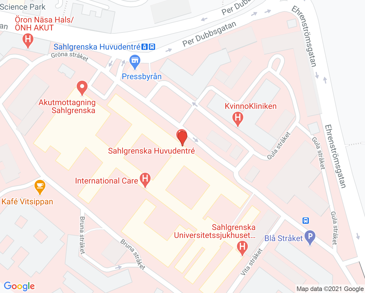 Karta till Skelettradiologi Sahlgrenska, Göteborg