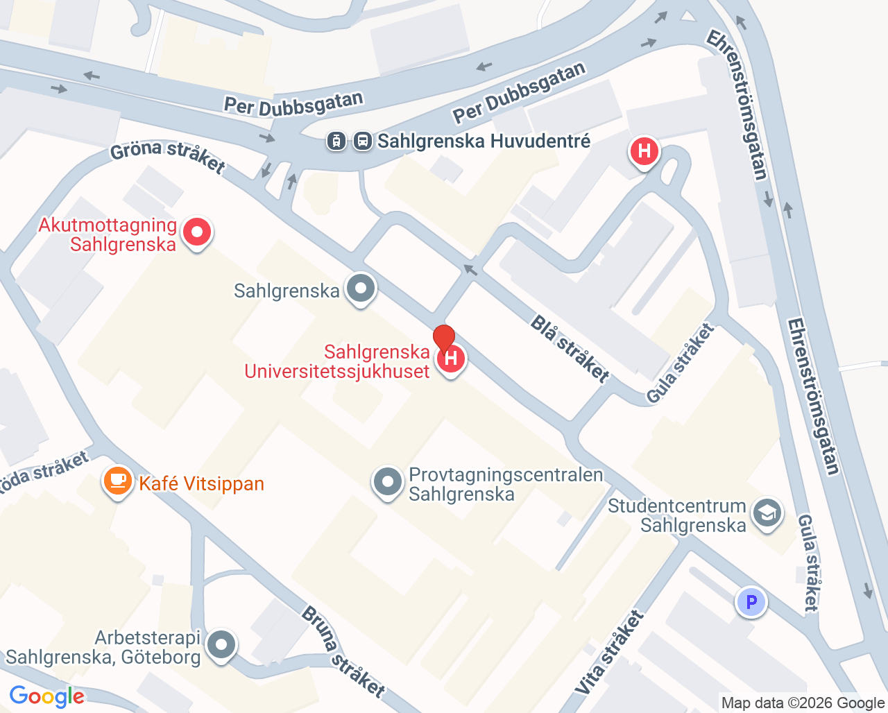 Karta till Avdelning 22 postoperativ intensivvård, Göteborg