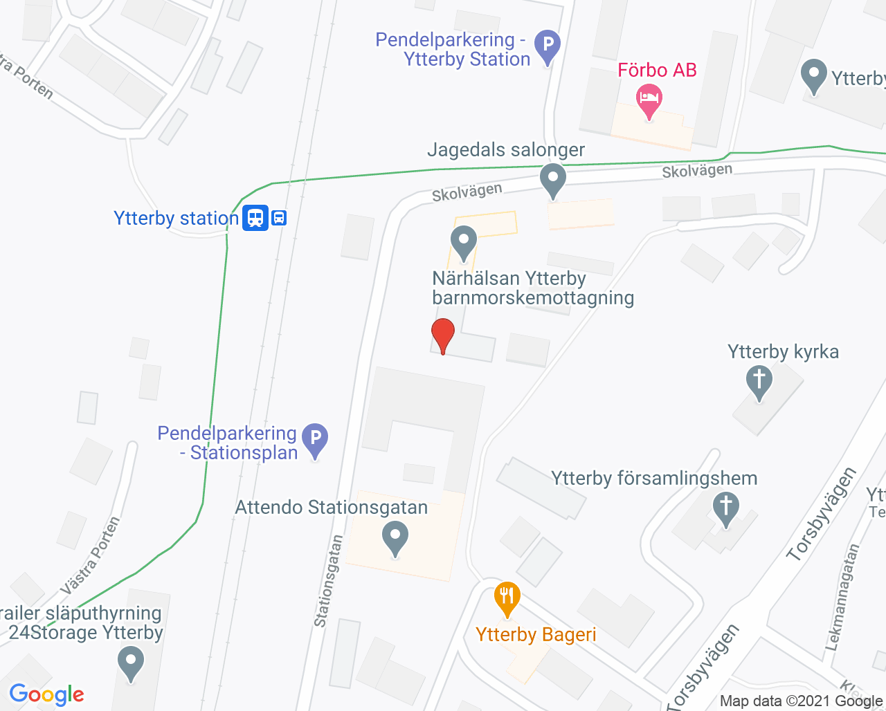 Karta till BVC Familjecentralen Fyren, Ytterby