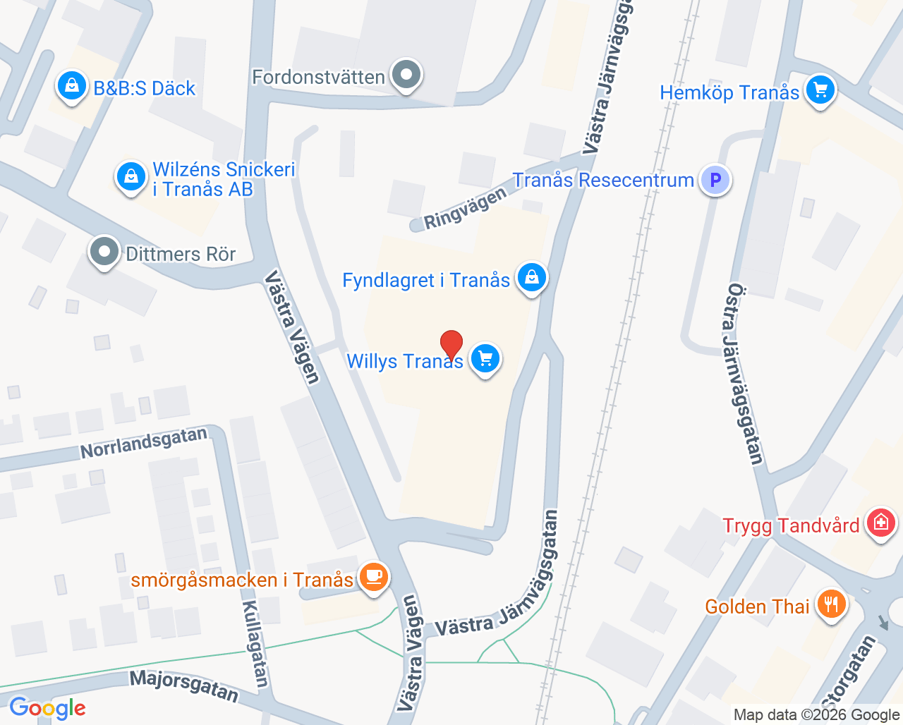Karta till Vårdcentralen Tranan Tranås