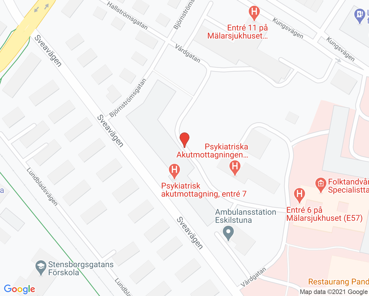 Karta till Neurorehabteamet Mälarsjukhuset, Arbetsterapimottagningen Mälarsjukhuset, Paramedicin Sörmland, Region Sörmland