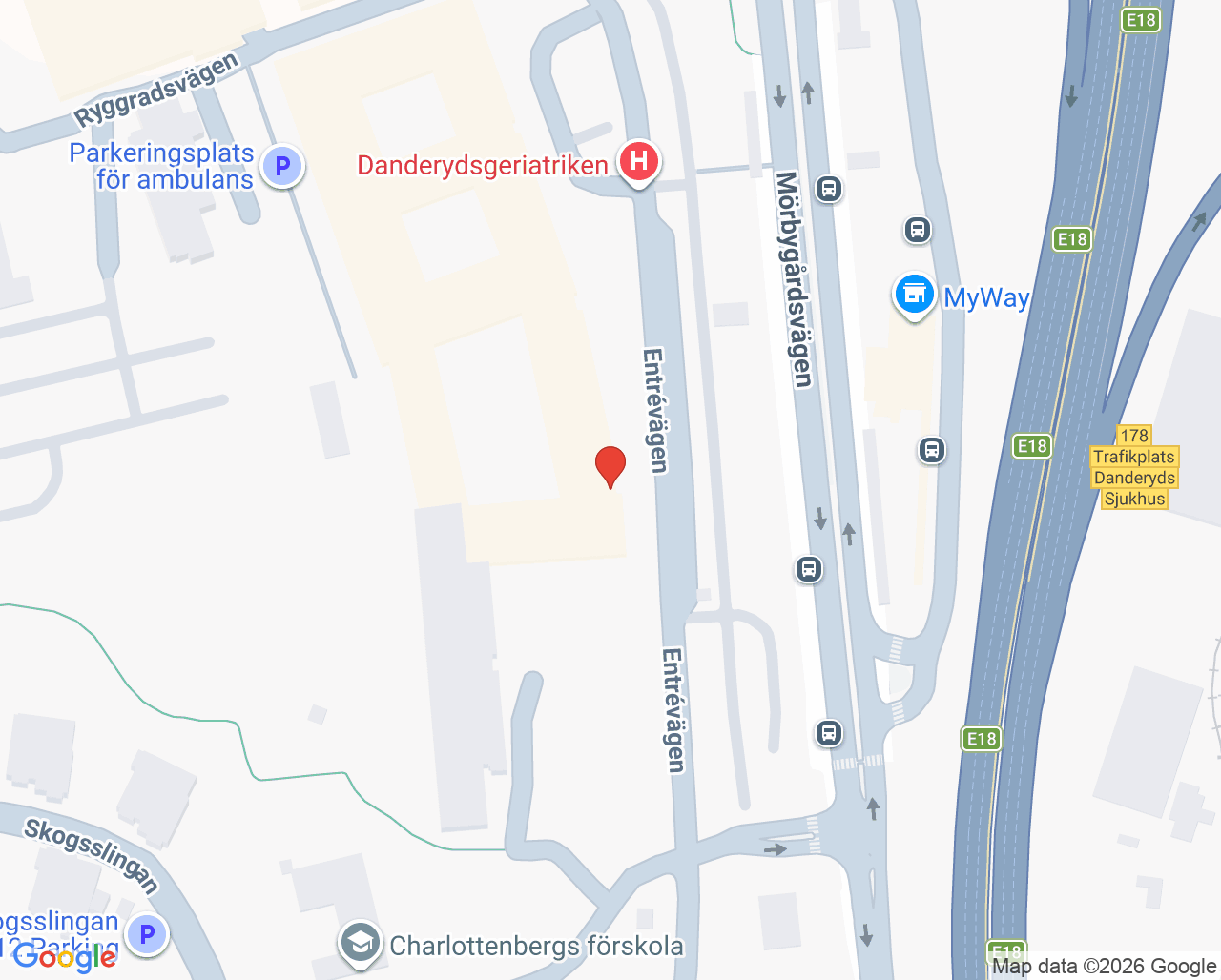 Karta till Vårdavdelning 80 Rehab, Danderyds sjukhus