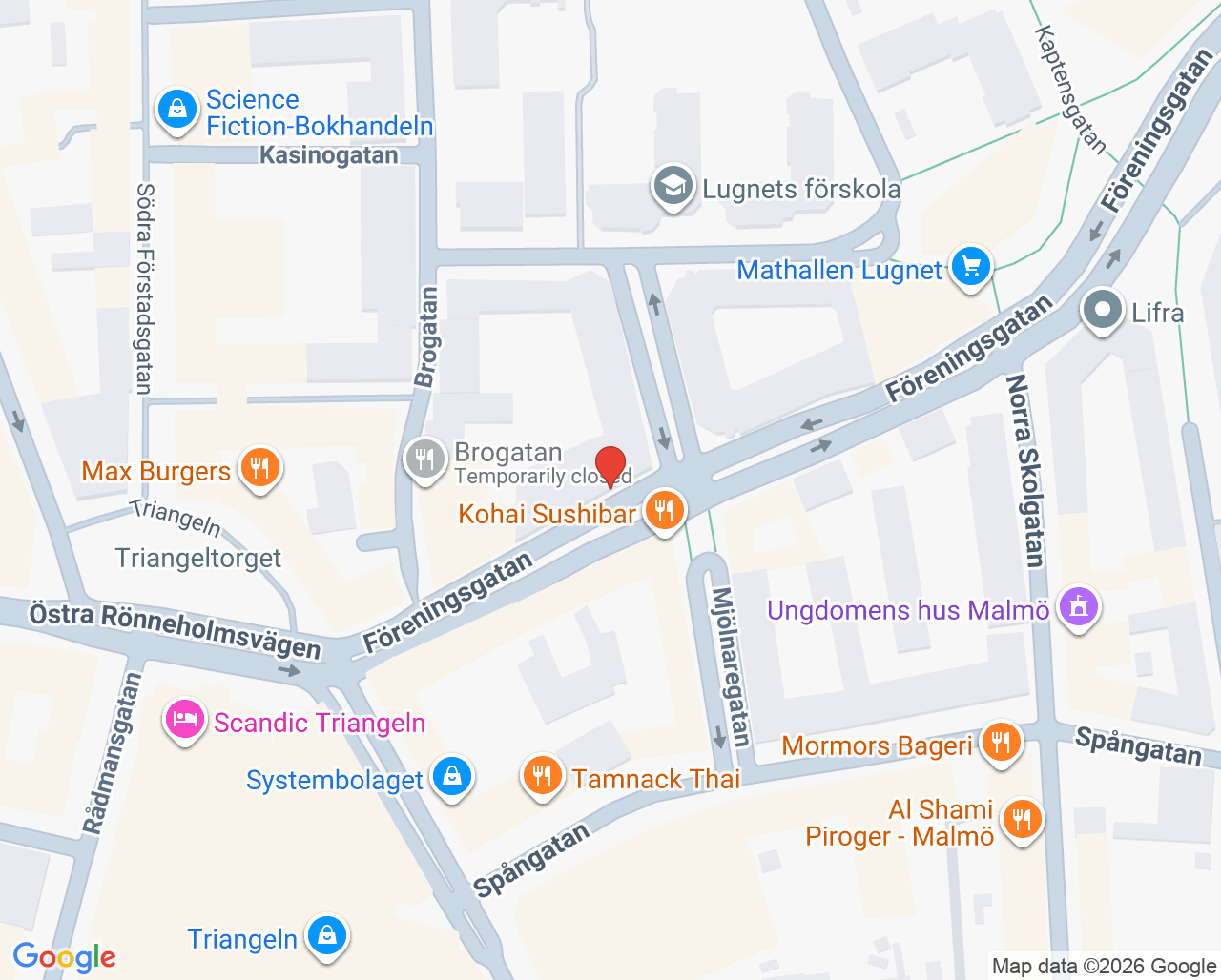 Karta till Resund Behandling, Malmö
