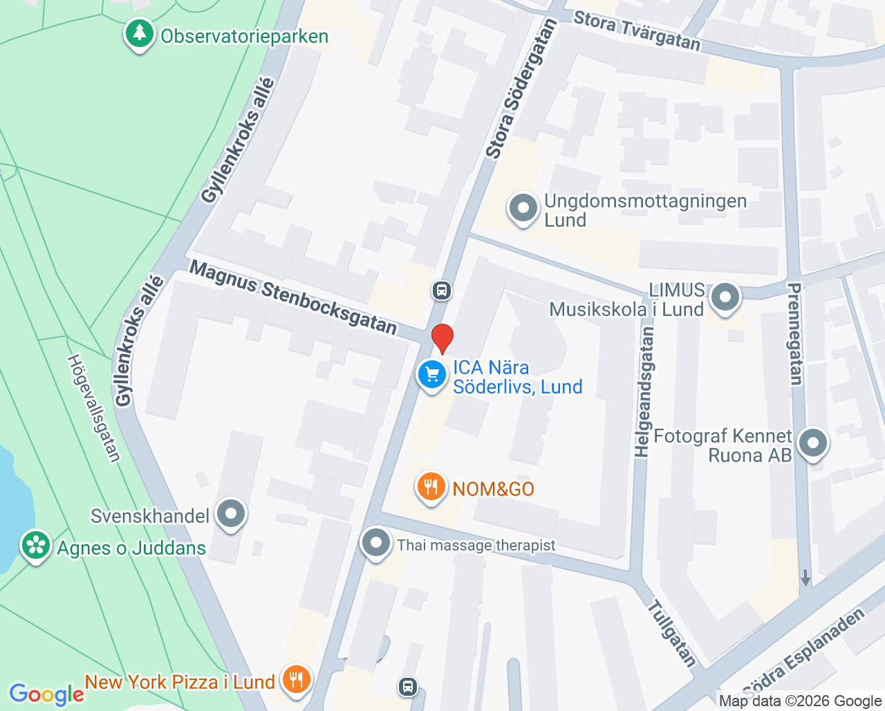 Karta till Vuxenpsykiatrimottagning Laro Kärnan Lund