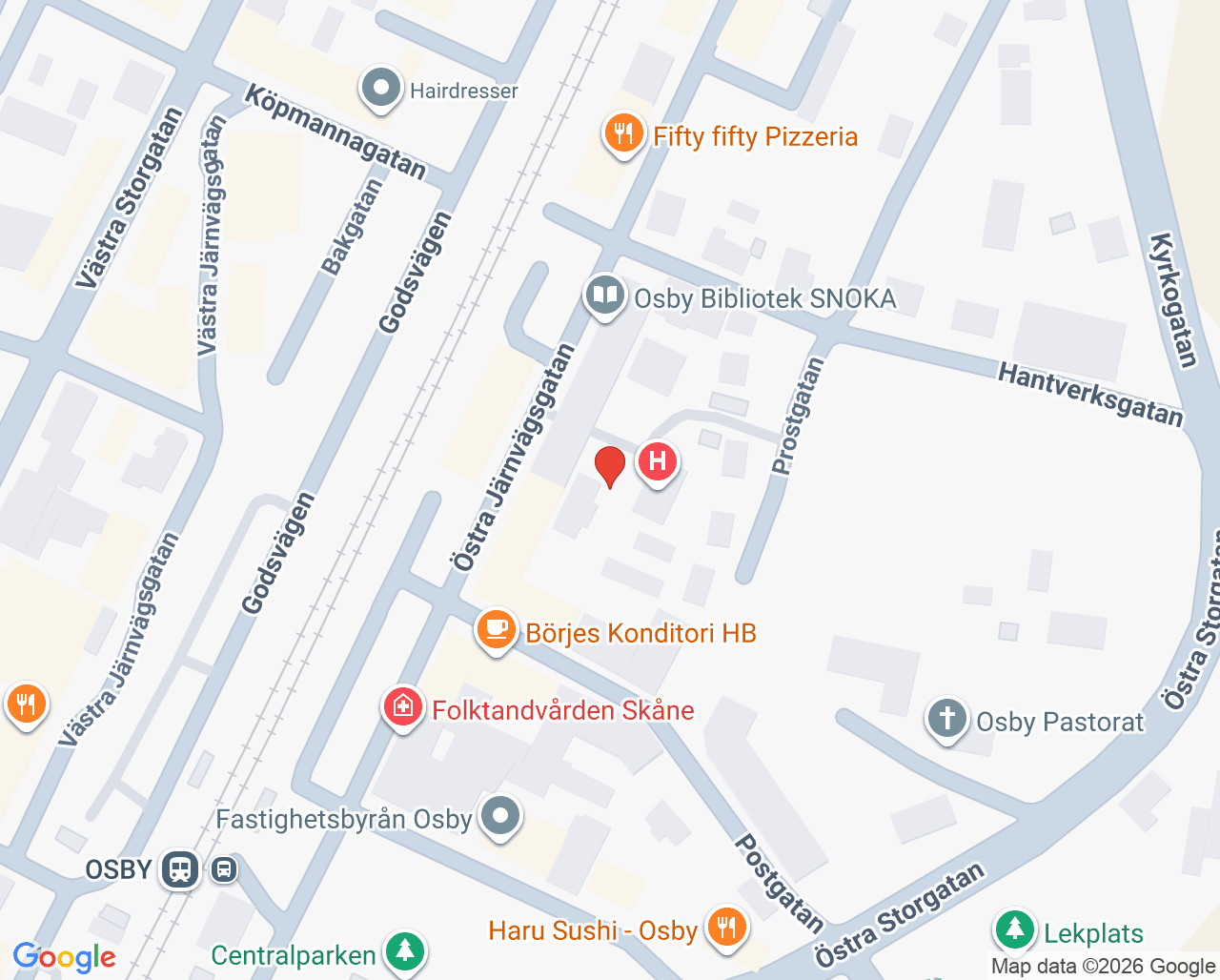 Karta till Kry Vårdcentral Osby