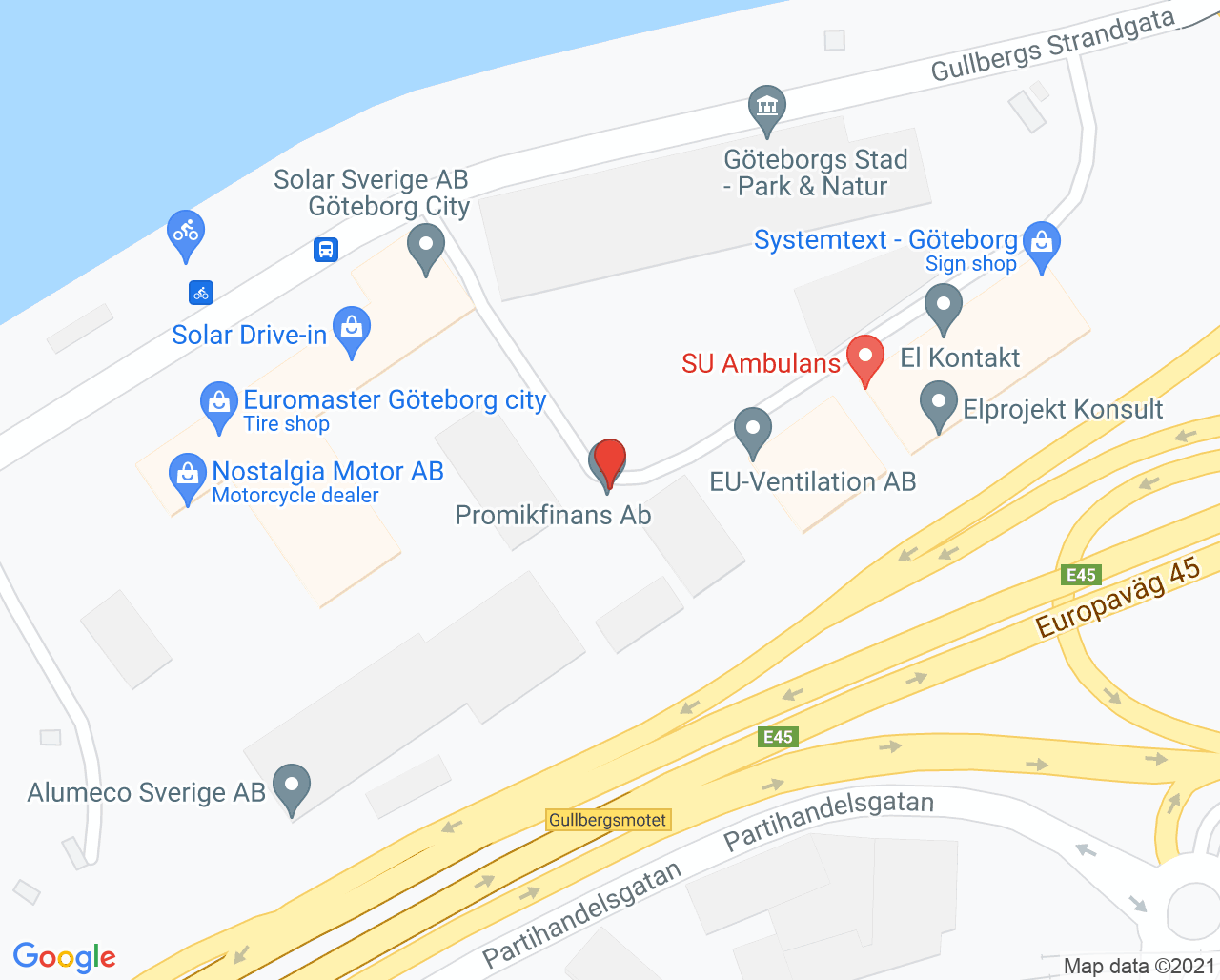 Karta till SU Ambulans, Göteborg